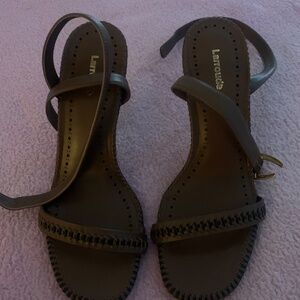 Verona heel Sandal In Burnt Umber Leather Larroude